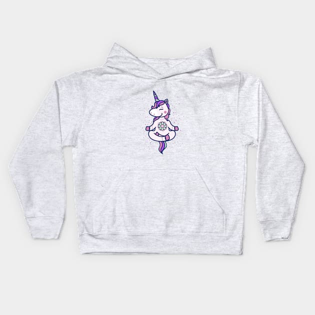 unicorn yoga Kids Hoodie by ElWish